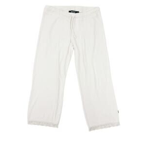 Rampage white terry cloth Crop Pants lace hem Swim Coverup women's MEDIUM